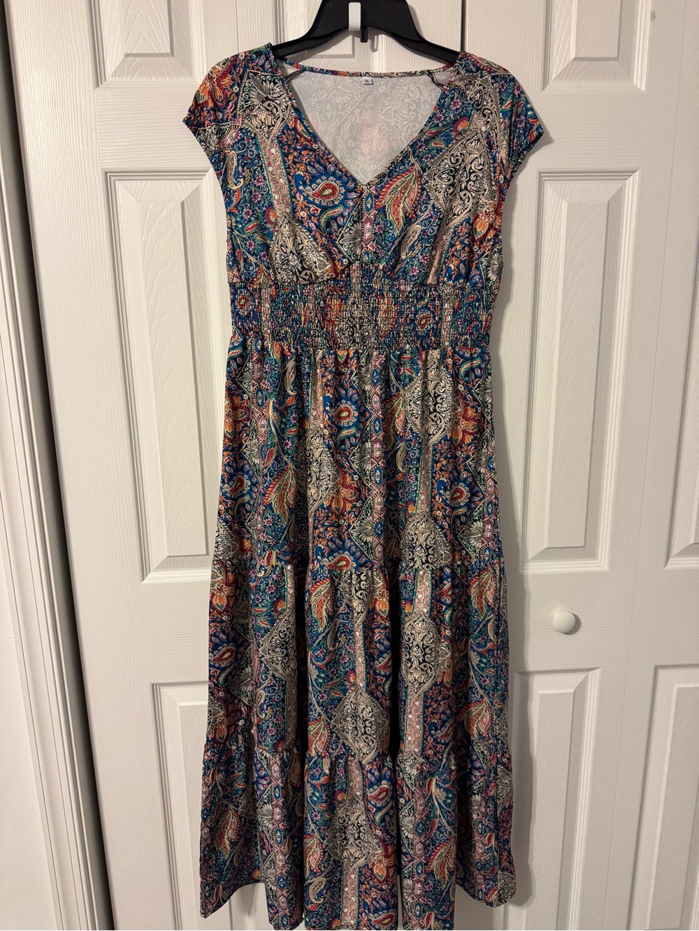 Multicolor Paisley V-Neck Maxi Dress